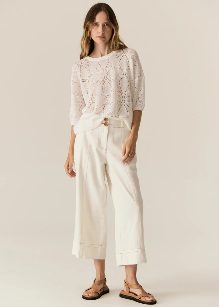 Carsen Crop Denim Pant - Ecru