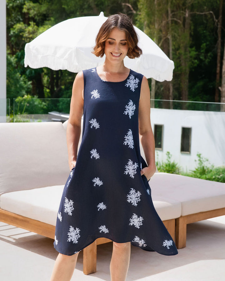 Linen Elastic Back Dress
