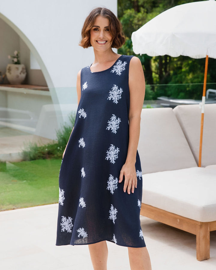 Linen Elastic Back Dress