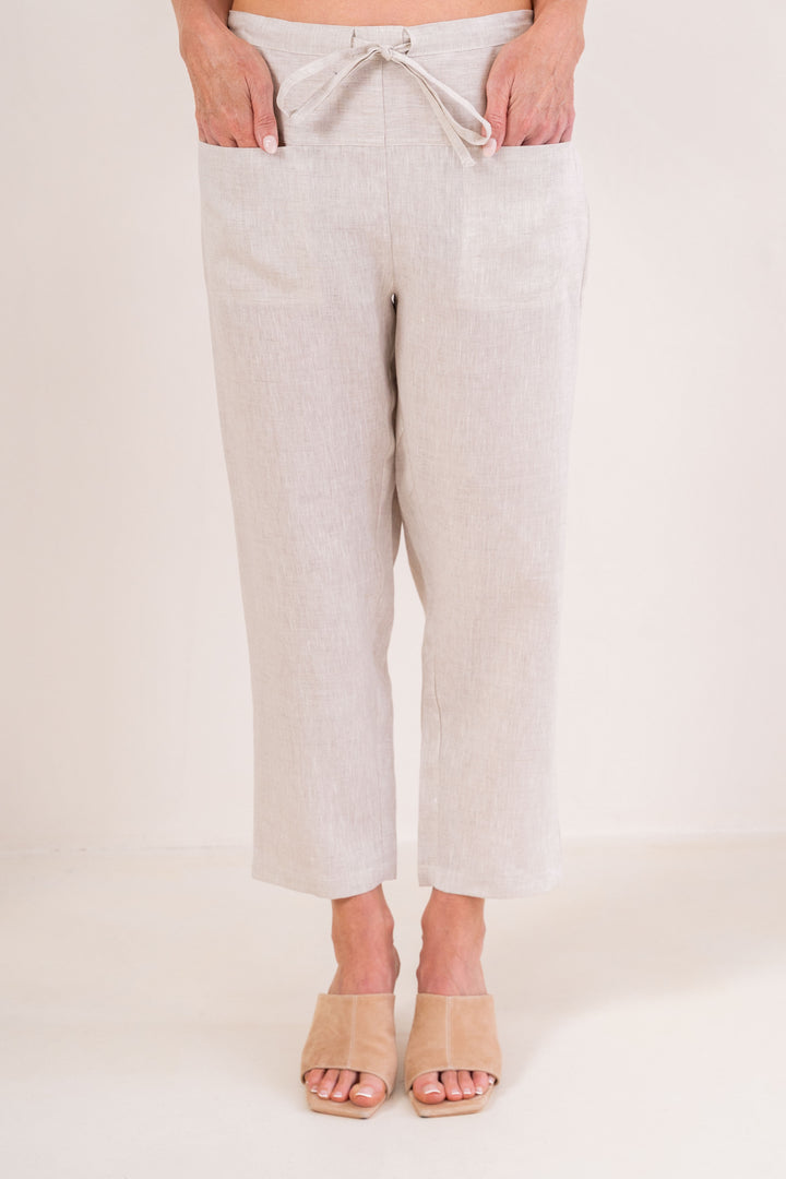 7/8 Drawstring Linen Pant