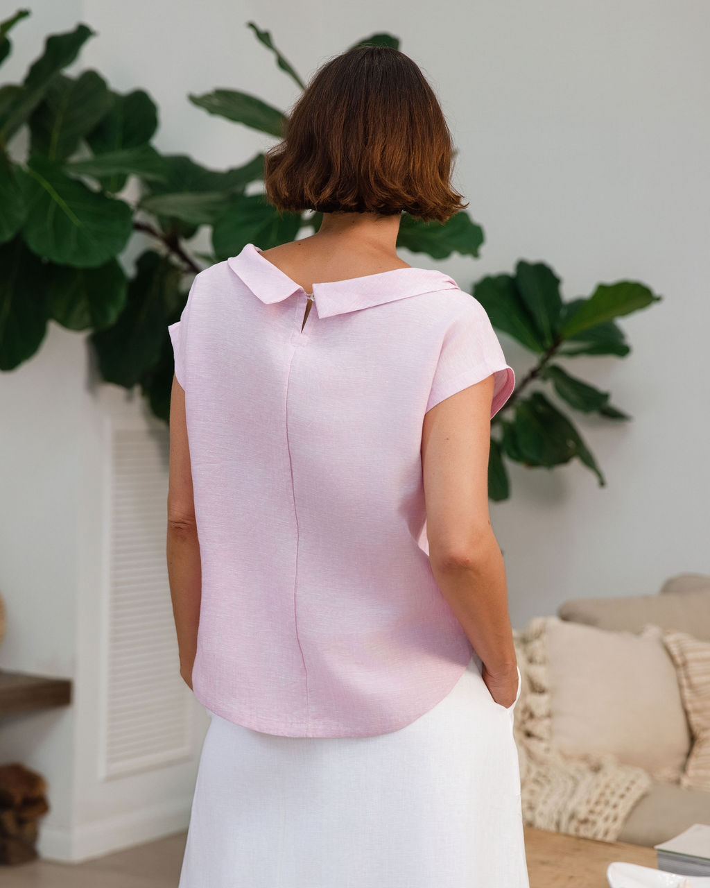 Pleat Front Cowl Neck Top
