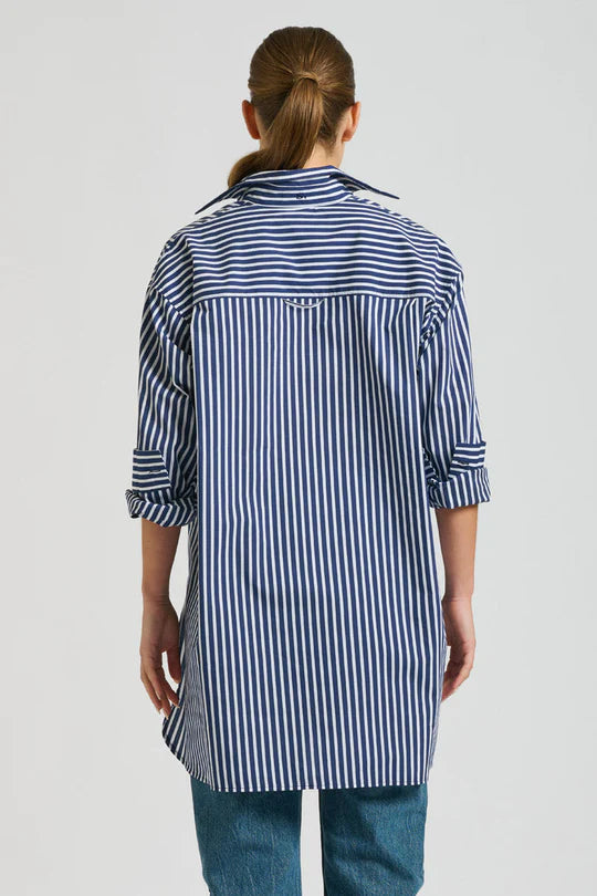 The Boyfriend Shirt-Navy Stripe