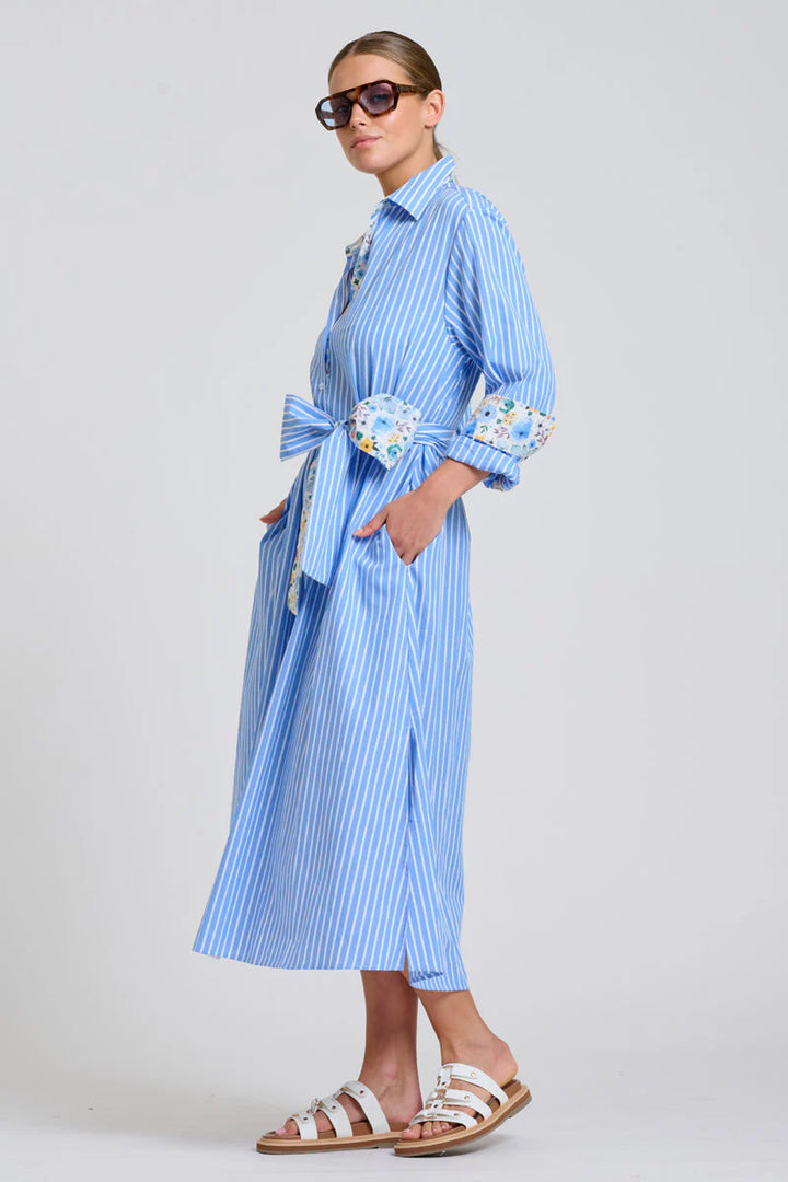 The Luna Oversized Long Line Shirt Dress- Stripe/floral