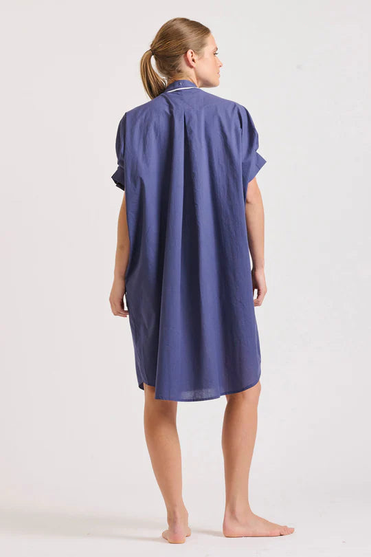 Tara Short Sleeve Dress - Navy/White Trim