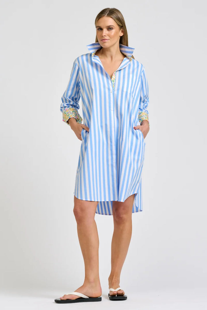 Winnie Shirtdress Stripe w Trim
