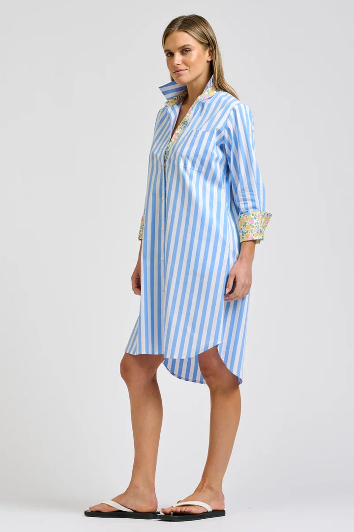 Winnie Shirtdress Stripe w Trim