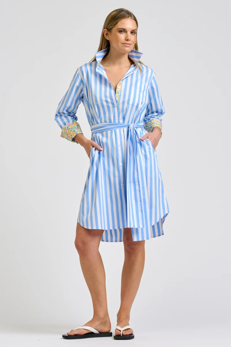 Winnie Shirtdress Stripe w Trim