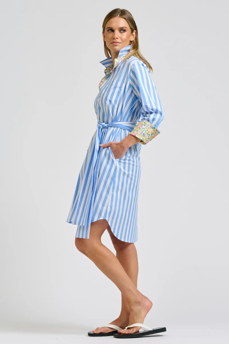 Winnie Shirtdress Stripe w Trim