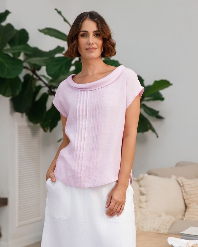 Pleat Front Cowl Neck Top
