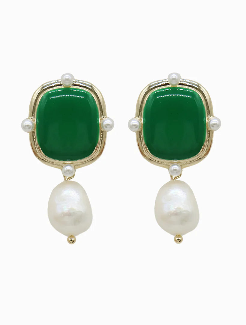 Symposium Emerald Pearl Drop Earrings