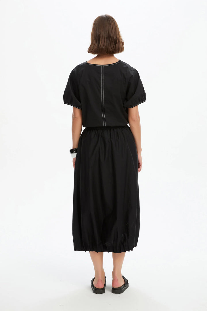 Pin Tuck Hem Poplin Skirt