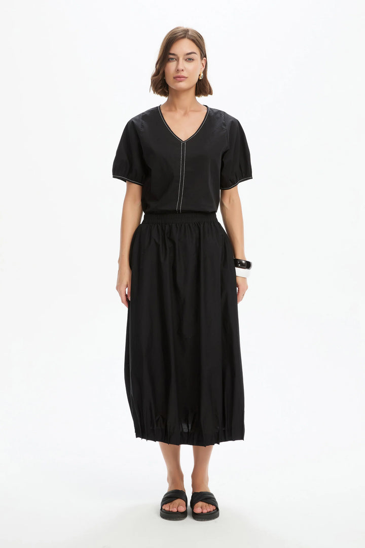 Pin Tuck Hem Poplin Skirt