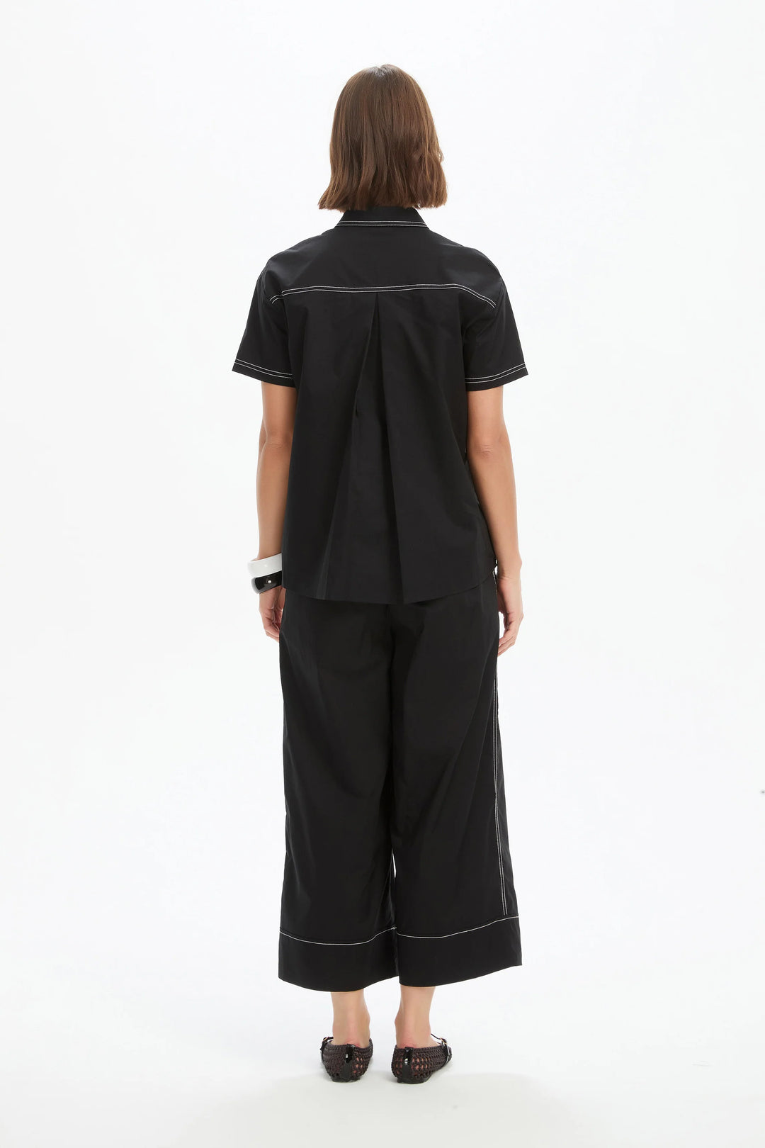 PLEATED CONTRAST SHIRT