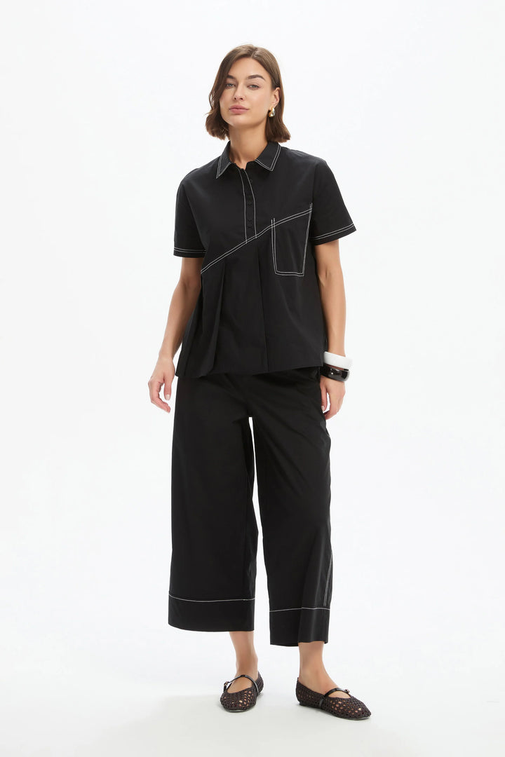 PLEATED CONTRAST SHIRT
