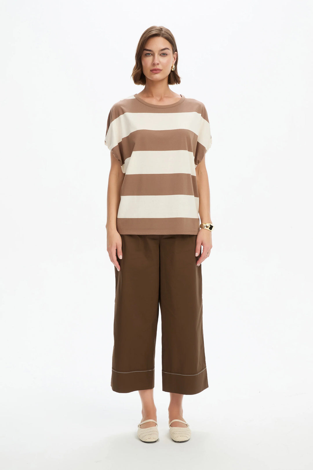 STRIPE BUBBLE SLEEVE TEE
