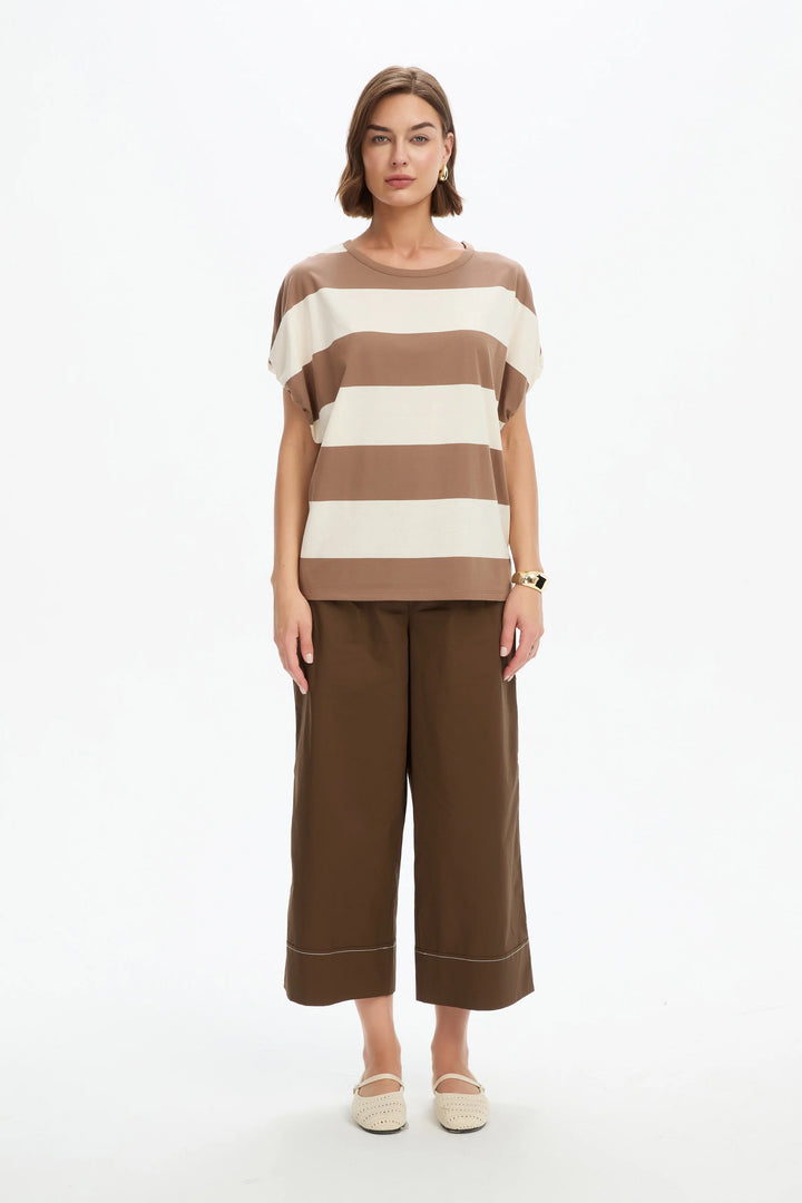 STRIPE BUBBLE SLEEVE TEE
